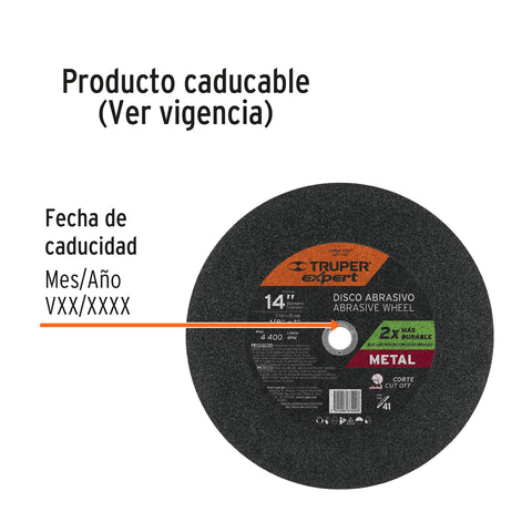 Disco Tipo 41 de 14' x 3.4 mm para corte de metal, EXPERT | ABT-742 | 11567