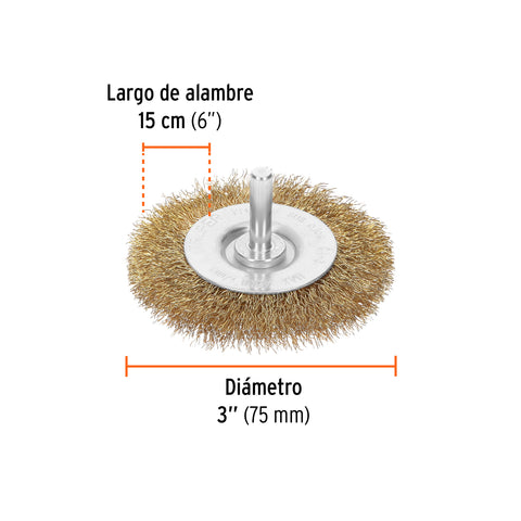 Carda circular 3' alambre grueso para taladro, Truper | CA-3 | 11570
