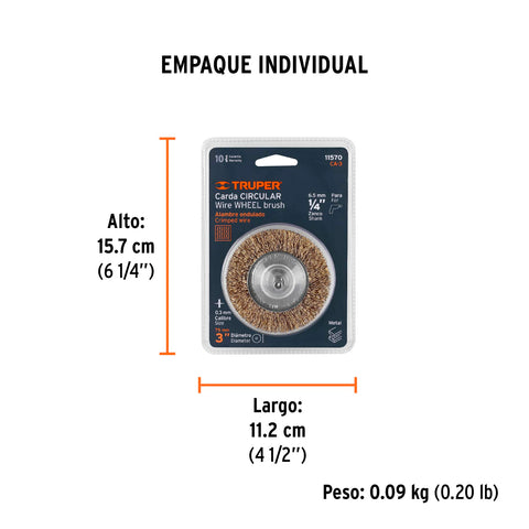 Carda circular 3' alambre grueso para taladro, Truper | CA-3 | 11570
