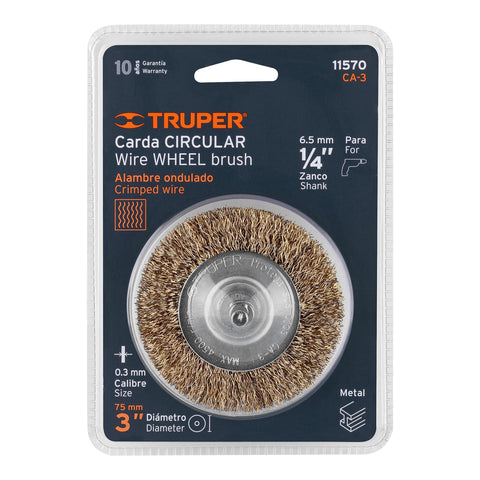 Carda circular 3' alambre grueso para taladro, Truper | CA-3 | 11570