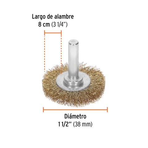 Carda circular 1-1/2' alambre fino para taladro, Truper | CA-1-1/2F | 11573