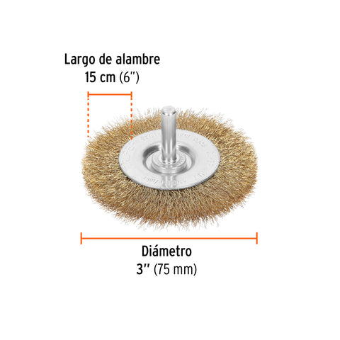 Carda circular 3' alambre fino para taladro, Truper | CA-3F | 11575