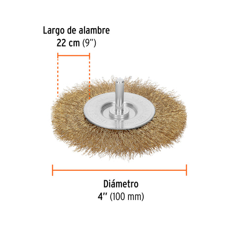 Carda circular 4' alambre grueso para taladro, Truper | CA-4 | 11590