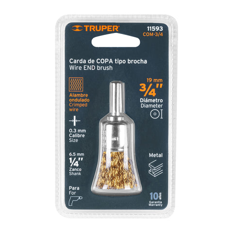 Carda de copa 3/4' alambre grueso para taladro, Truper | COM-3/4 | 11593