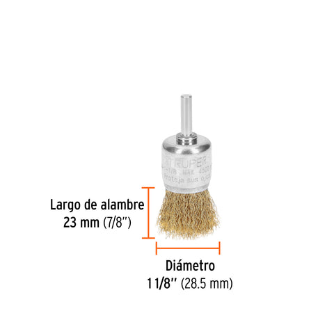 Carda de copa 1-1/8' alambre grueso para taladro, Truper | COM-1-1/8 | 11596