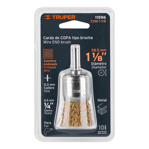 Carda de copa 1-1/8' alambre grueso para taladro, Truper | COM-1-1/8 | 11596