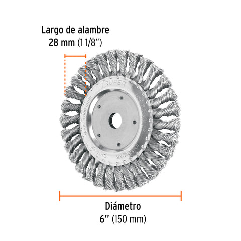 Carda trenzado fino 6' x 5/8' para esmeril, Truper | CATR-6F | 11598