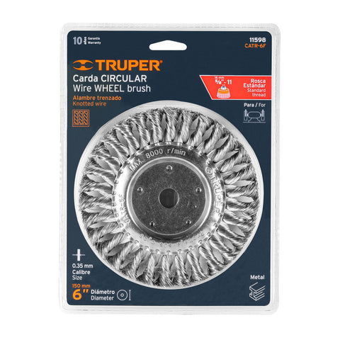 Carda trenzado fino 6' x 5/8' para esmeril, Truper | CATR-6F | 11598