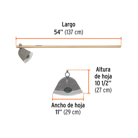 Azadón Córdoba No. 3 de 2.8 lb, mango de madera 54', TRUPER | ACO-3M | 11631