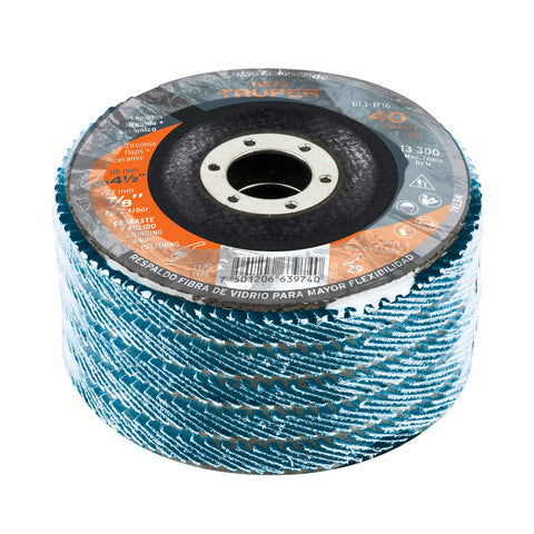 Disco laminado 4-1/2', grano 40 centro 7/8', fibra, TRUPER | DLT-1716 | 11673