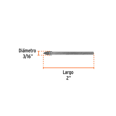 Broca para vidrio y azulejo de 3/16', Truper | BVI-3/16 | 11701