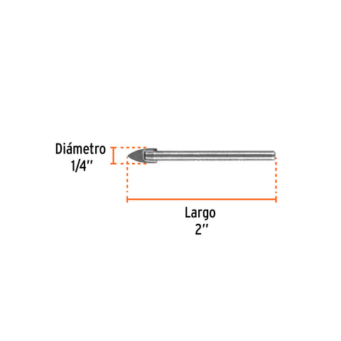 Broca para vidrio y azulejo de 1/4', Truper | BVI-1/4 | 11702