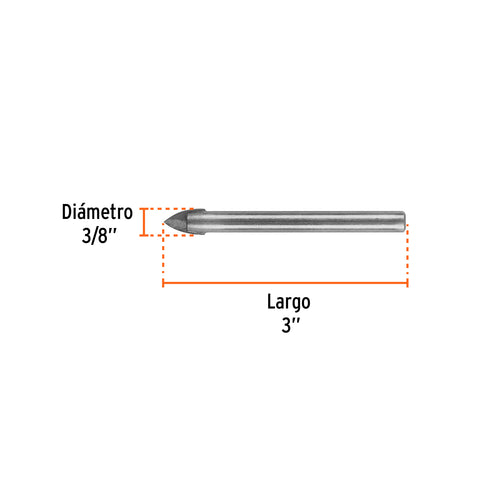 Broca para vidrio y azulejo de 3/8', Truper | BVI-3/8 | 11704