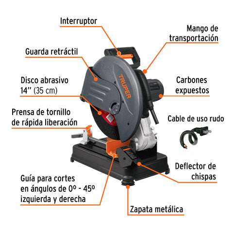 Tronzadora / cortadora de metales 14', mango en 'D', 2200 W | CM-14N | 11723
