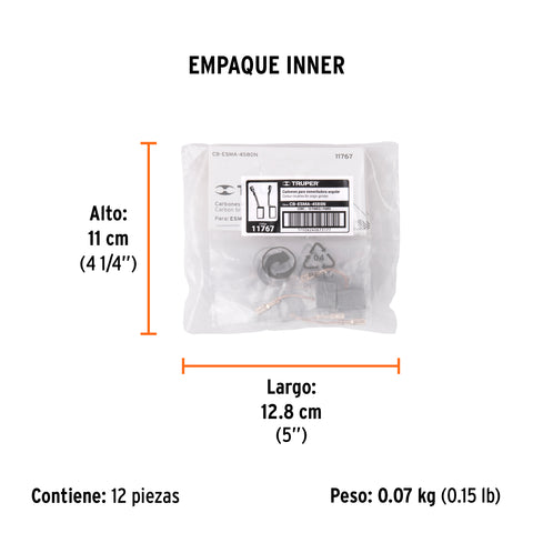 Bolsa con 2 carbones de repuesto para ESMA-4580N, TRUPER | CB-ESMA-4580N | 11767