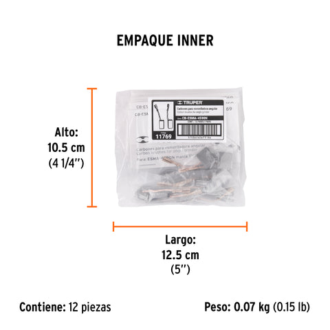 Bolsa con 2 carbones de repuesto para ESMA-4510N, TRUPER | CB-ESMA-4590N | 11769