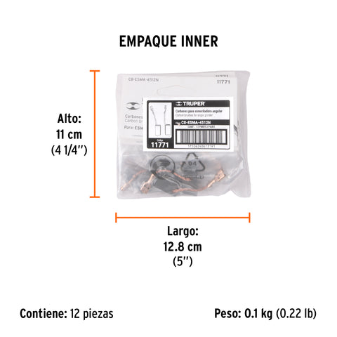Bolsa con 2 carbones de repuesto para ESMA-4512N, TRUPER | CB-ESMA-4512N | 11771