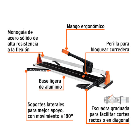 Cortador azulejo 35' (90cm) gran formato c/maletín, EXPERT | CAZ-90X | 11773