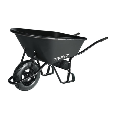 Carretilla concha plástica 6 ft3 Neumática, bastidor tubular | CAT-60PL | 11777