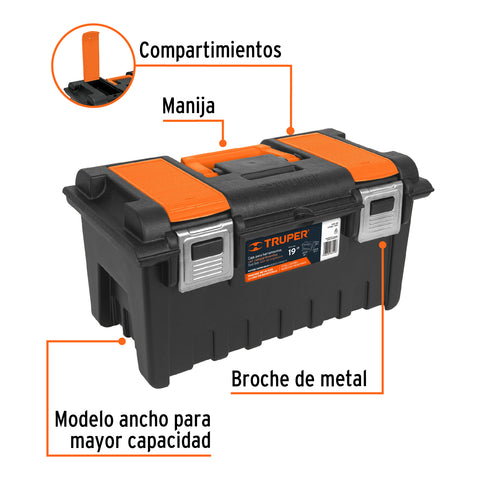 Caja p/herramienta 19' c/compartimentos y broches metálicos | CHA-19S | 11811