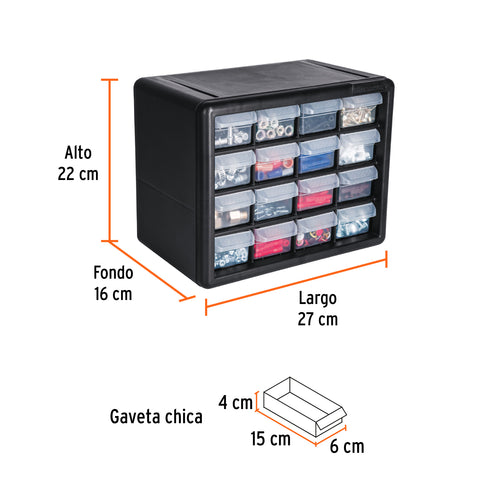 Organizador con 16 gavetas, Truper | ORG-16 | 11851