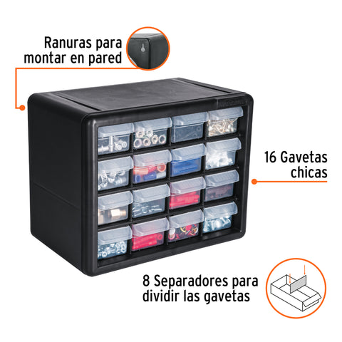 Organizador con 16 gavetas, Truper | ORG-16 | 11851