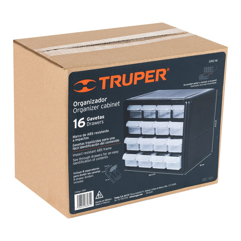 Organizador con 16 gavetas, Truper | ORG-16 | 11851