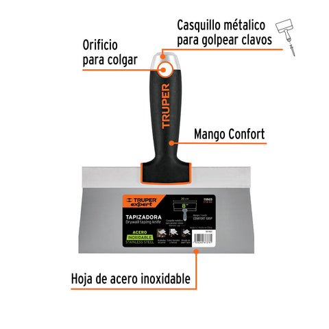 Espátula tapizadora de 8' acero inoxidable, Truper Expert | ETA-8X | 11865