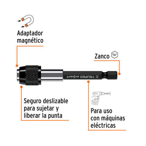 Extensión magnética 3?, para puntas, cambio rápido, EXPERT | PUDE-9075 | 11873