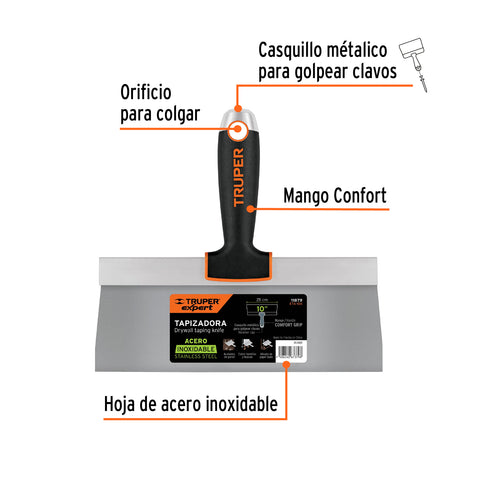 Espátula tapizadora de 10' acero inoxidable, Truper Expert | ETA-10X | 11879