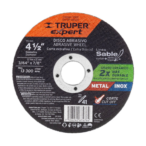 Disco Tipo 41 de 4-1/2' x 1.2 mm corte fino de metal, Expert | DICOF-4512X | 11901