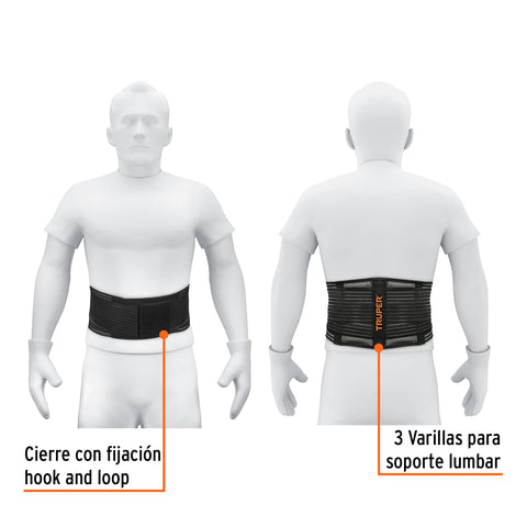 Faja lumbar tipo cinturón de malla transpirable, M, Truper | FAJA-MC | 11961