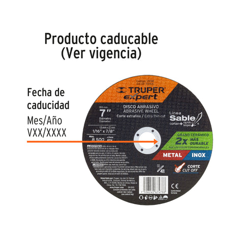 Disco Tipo 41 de 7' x 1.5 mm corte fino de metal, Expert | DICOF-7015X | 11998