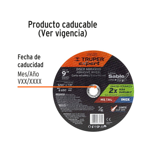 Disco Tipo 41 de 9' x 2 mm corte fino de metal, Expert | DICOF-9020X | 11999