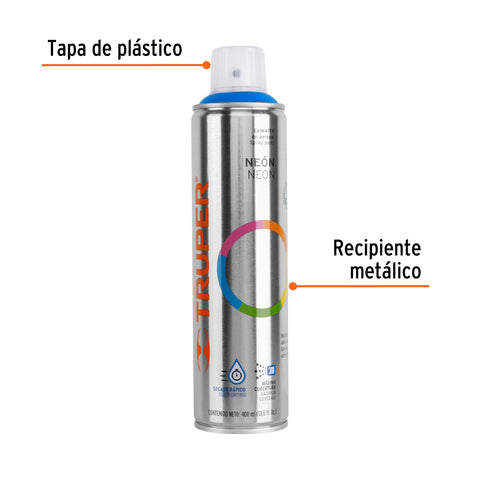 Pintura en aerosol, azul neón, bote esbelto, 400 ml | PAF-AZ | 12061