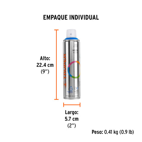 Pintura en aerosol, azul neón, bote esbelto, 400 ml | PAF-AZ | 12061