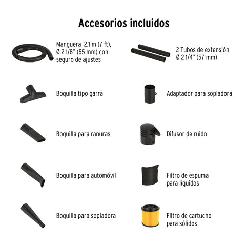 Aspiradora sólidos y líquidos, 12 gal, soplador desmontable | ASP-12S | 12093