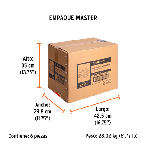 Bomba periférica 1/2HP, altura máx 40m, uso agrícola, TRUPER | BOAP-1/2A2 | 12111
