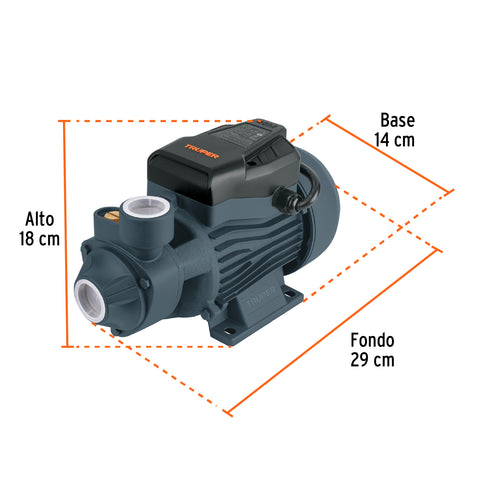 Bomba periférica 1HP, altura máx 60m, uso agrícola, TRUPER | BOAP-1A2 | 12114