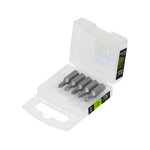 Estuche con 5 puntas de cruz PH0 largo 1', Truper Expert | PUDE-1100 | 12138
