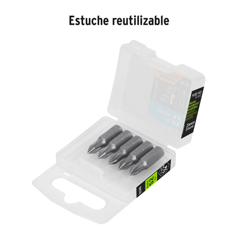 Estuche con 5 puntas de cruz PH1 largo 1', Truper Expert | PUDE-1101 | 12140