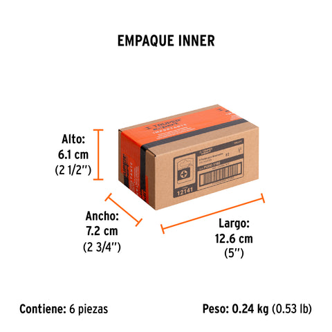 Estuche con 5 puntas de cruz PH2 largo 1', Truper Expert | PUDE-1102 | 12141