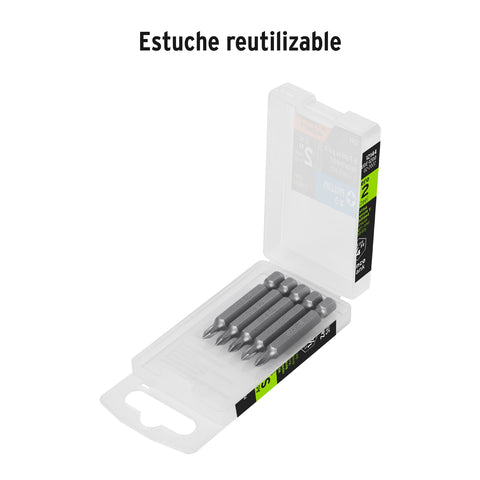 Estuche con 5 puntas de cruz PH0 largo 2', Truper Expert | PUDE-1200 | 12144