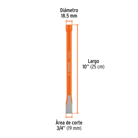 Cincel de corte frío de 3/4 X 10', Truper | C-3/4X10 | 12145