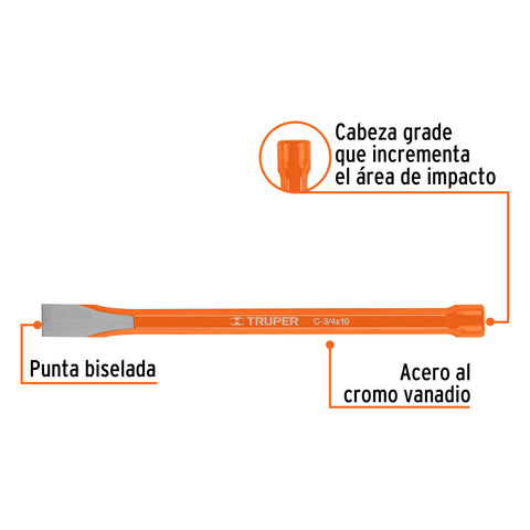Cincel de corte frío de 3/4 X 10', Truper | C-3/4X10 | 12145
