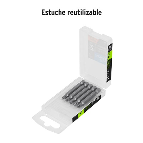 Estuche con 5 puntas de cruz PH1 largo 2', Truper Expert | PUDE-1201 | 12146
