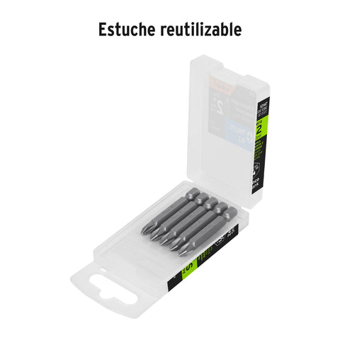 Estuche con 5 puntas de cruz PH2 largo 2', Truper Expert | PUDE-1202 | 12147