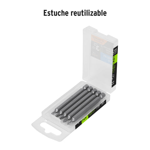Estuche con 5 puntas de cruz PH0 largo 3', Truper Expert | PUDE-1300 | 12150