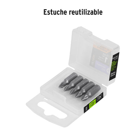 Estuche con 5 puntas pozidriv PZ1 largo 1', Truper Expert | PUDE-2101 | 12156