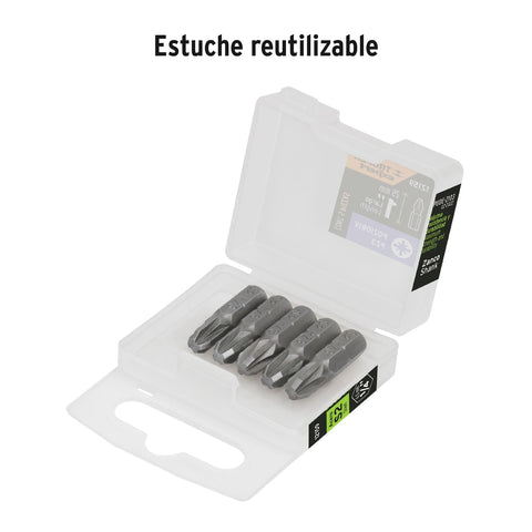 Estuche con 5 puntas pozidriv PZ3 largo 1', Truper Expert | PUDE-2103 | 12159